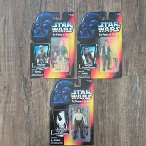 Star Wars The Power of the Force Action Figures 3- Han Solos New In Package